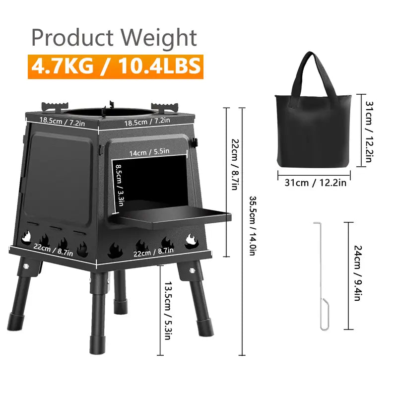 🥳2026 HOT SALE🥳💞50K+ SOLD! 🔥🏕️ 50% OFF! Portable Wood Burning Rocket Stove – 16 vent holes create super-efficient airflow, boils water in minutes. Heavy-duty cast iron holds heat – no more waiting around for a cuppa! ☕✨