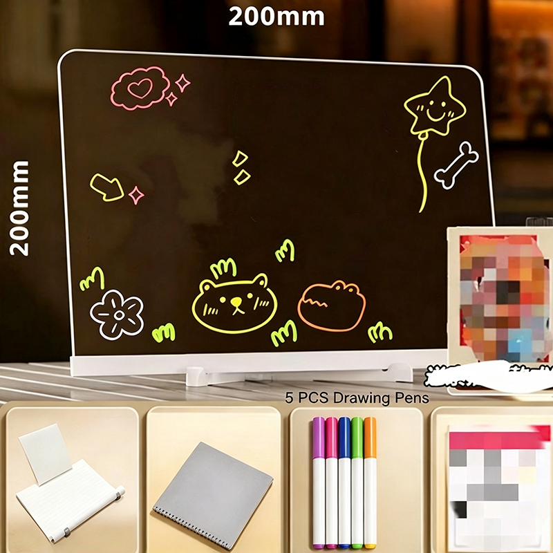 🥳2026 HOT SALE🥳💞50K+ SOLD! ✨🖊️ Erasable Light-Up Acrylic Drawing & Message Board – edge-lit glow, wipe & reuse, trace letters & shapes, doubles as phone stand! 🏠✅
