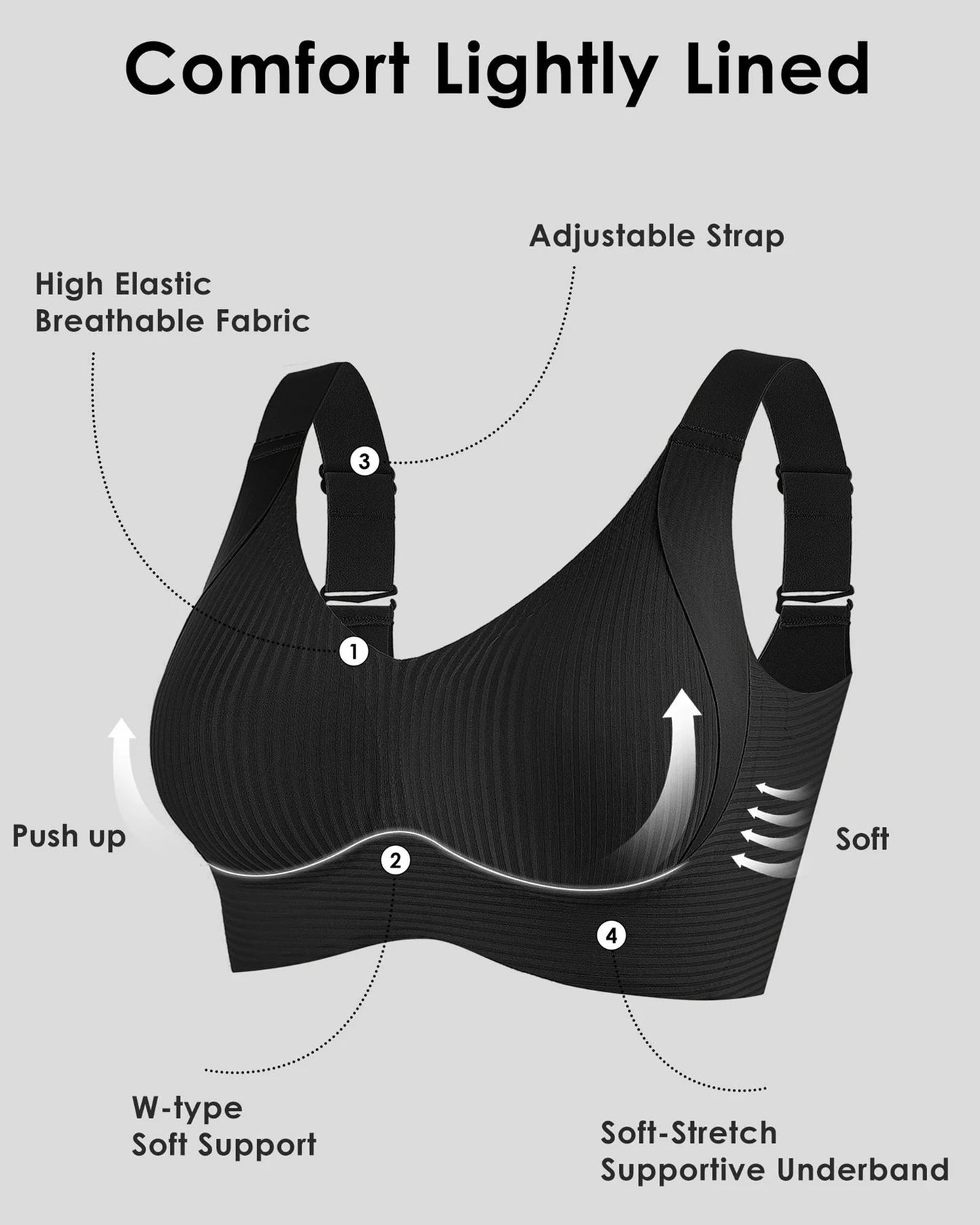 🥳2026 HOT SALE🥳💞50K+ SOLD!💖🌸 50% OFF! Subtle Striped Seamless Bra – Pushes back fat, natural lift. Breathable & moisture‑wicking. Feels like a hug! 👙💪