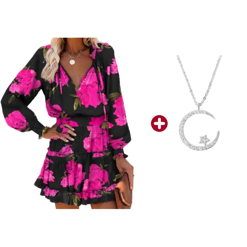 🥳2026 HOT SALE🥳💞50K+ SOLD!🌹👗 50% OFF! V-Neck Ruffle Hem Mini Dress – Soft long sleeves, flattering V-neck. Playful ruffle hem adds charm. Perfect for dinners or date nights. 🕊️✨