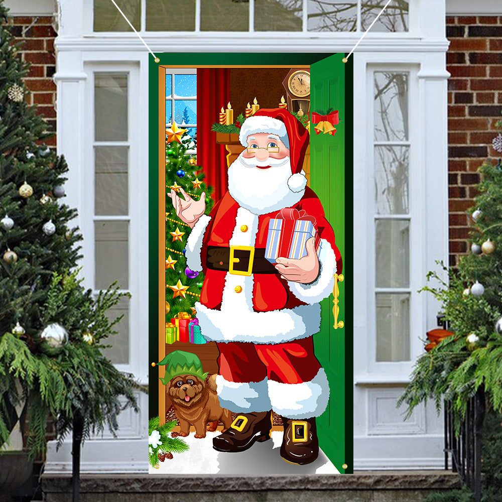 🥳2026 HOT SALE🥳💞50K+ SOLD! 🎄🚪 50% OFF! Christmas Front Door Decoration – 28-second install, washable & reusable fabric cover. Fits 35x79 inch door, indoor/outdoor. Easy holiday cheer! 🎅✨