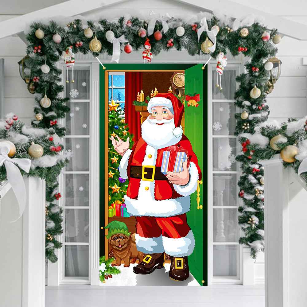 🥳2026 HOT SALE🥳💞50K+ SOLD! 🎄🚪 50% OFF! Christmas Front Door Decoration – 28-second install, washable & reusable fabric cover. Fits 35x79 inch door, indoor/outdoor. Easy holiday cheer! 🎅✨