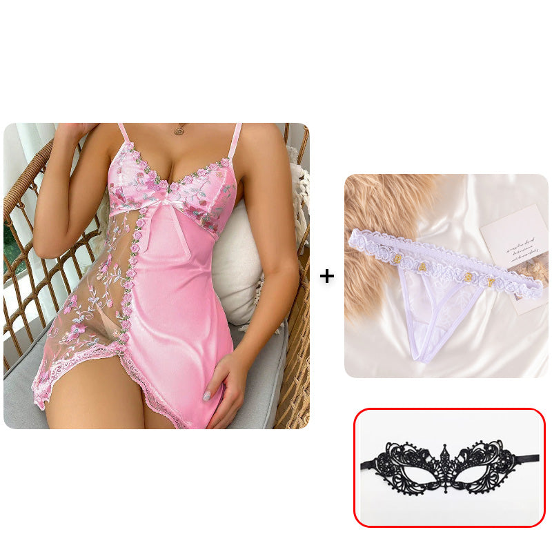 🥳2026 HOT SALE🥳💞50K+ SOLD!💥👗🎀 50% OFF! Lace Erotic Lingerie Nightgown – Sheer printed lace, deep V-neck. Adjustable straps for comfy fit. Add a touch of romance to your night. 🌙✨