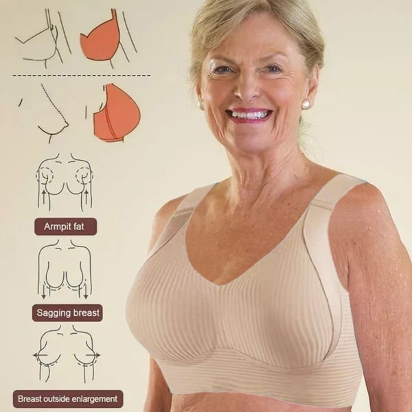 🥳2026 HOT SALE🥳💞50K+ SOLD!💖🌸 50% OFF! Subtle Striped Seamless Bra – Pushes back fat, natural lift. Breathable & moisture‑wicking. Feels like a hug! 👙💪