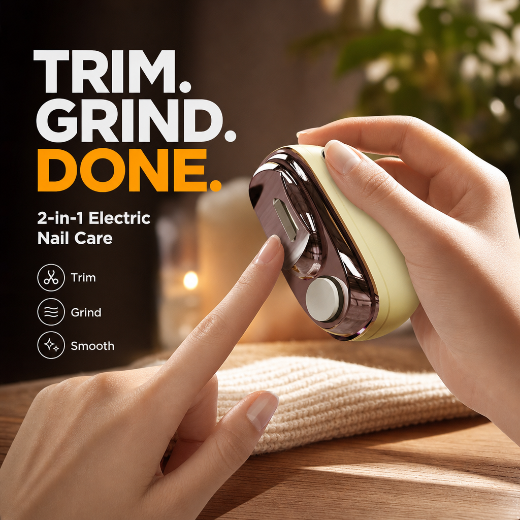 🥳2026 HOT SALE🥳💞50K+ SOLD!💅🛡️ 50% OFF! 2‑in‑1 Electric Nail Clipper & Polisher – Anti‑pinch safety stops on contact. LED light for clear view – safe for kids & seniors! ✨👵