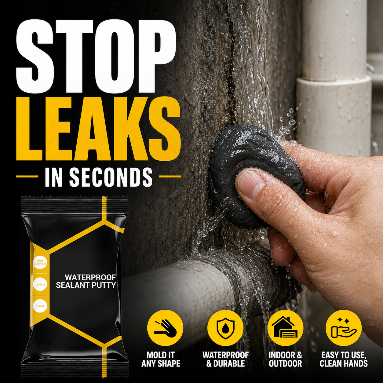 🥳2026 HOT SALE🥳💞50K+ SOLD!🔧🏠 50% OFF! Waterproof Sealant Putty – Seals cracks, aircon holes & pipe gaps. Soft & moldable – DIY repair made easy! 💪✨