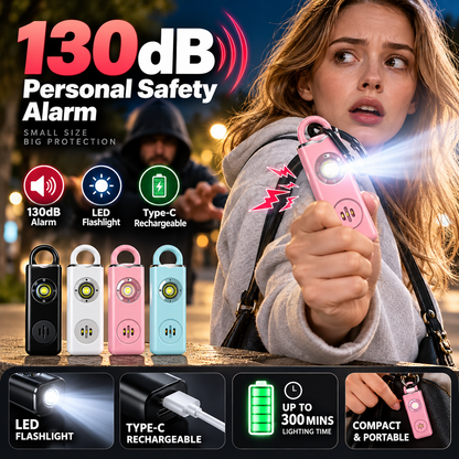 🥳2026 HOT SALE🥳💞50K+ SOLD! 🚨🛡️ 50% OFF! Personal Safety Alarm for Women – 130dB loud SOS, Type-C rechargeable, LED flashlight & strobe. Compact protection for women, elderly & children! 🔋✅