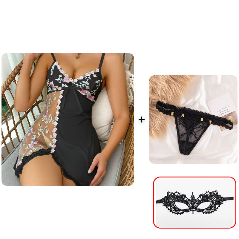 🥳2026 HOT SALE🥳💞50K+ SOLD!💥👗🎀 50% OFF! Lace Erotic Lingerie Nightgown – Sheer printed lace, deep V-neck. Adjustable straps for comfy fit. Add a touch of romance to your night. 🌙✨