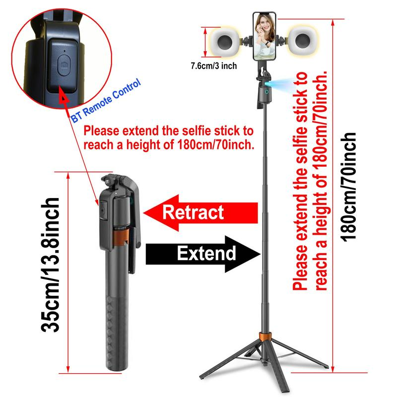 🥳2026 HOT SALE🥳💞50K+ SOLD! 📱🤳 50% OFF! 180cm Smart Face-Tracking Selfie Stick – 360° auto follow, dual fill lights & built-in camera. Stay in frame for live streaming & videos! 🛡️✅