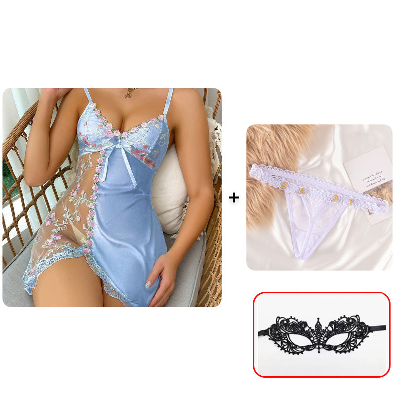🥳2026 HOT SALE🥳💞50K+ SOLD!💥👗🎀 50% OFF! Lace Erotic Lingerie Nightgown – Sheer printed lace, deep V-neck. Adjustable straps for comfy fit. Add a touch of romance to your night. 🌙✨