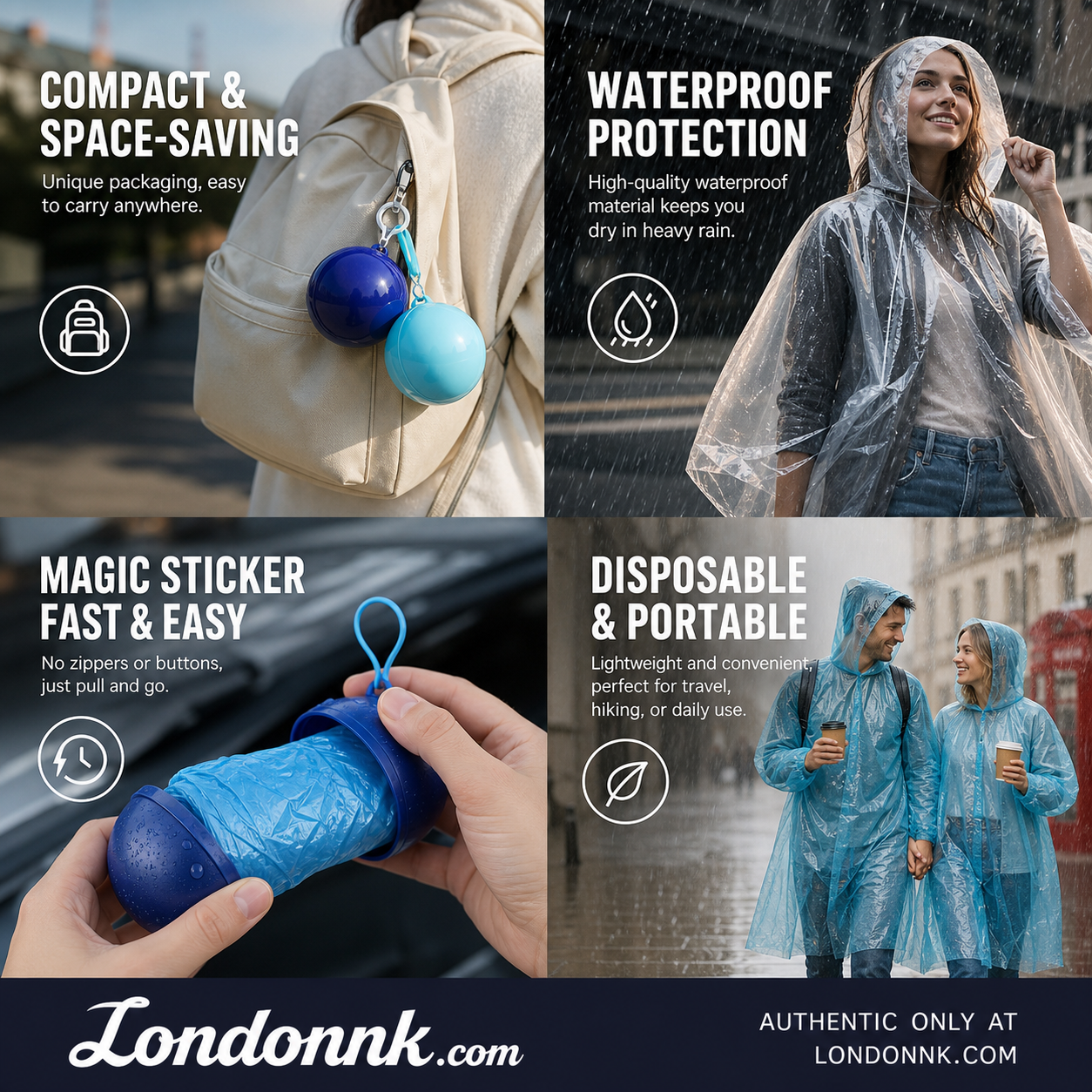🥳2026 HOT SALE🥳💞50K+ SOLD! ☔🎁 BUY 1 GET 1 FREE! Mini Ball Shape Disposable Raincoat – From £6.99! Ultra‑compact ball packaging fits in any bag, purse or glove box. Waterproof & easy to use – always ready for sudden showers! 🌧️✨