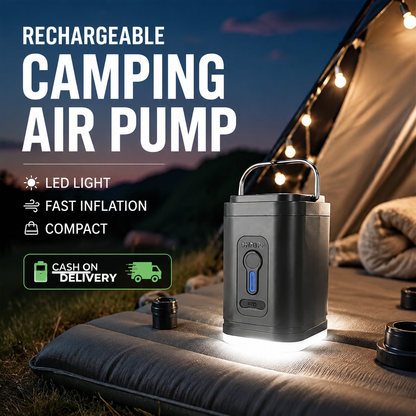 🥳2026 HOT SALE🥳💞50K+ SOLD!🏕️🔋 50% OFF! Rechargeable Camping Air Pump – Fast inflate/deflate, LED light, 5 nozzles. Compact & lightweight. Set up camp in minutes! 💨✨