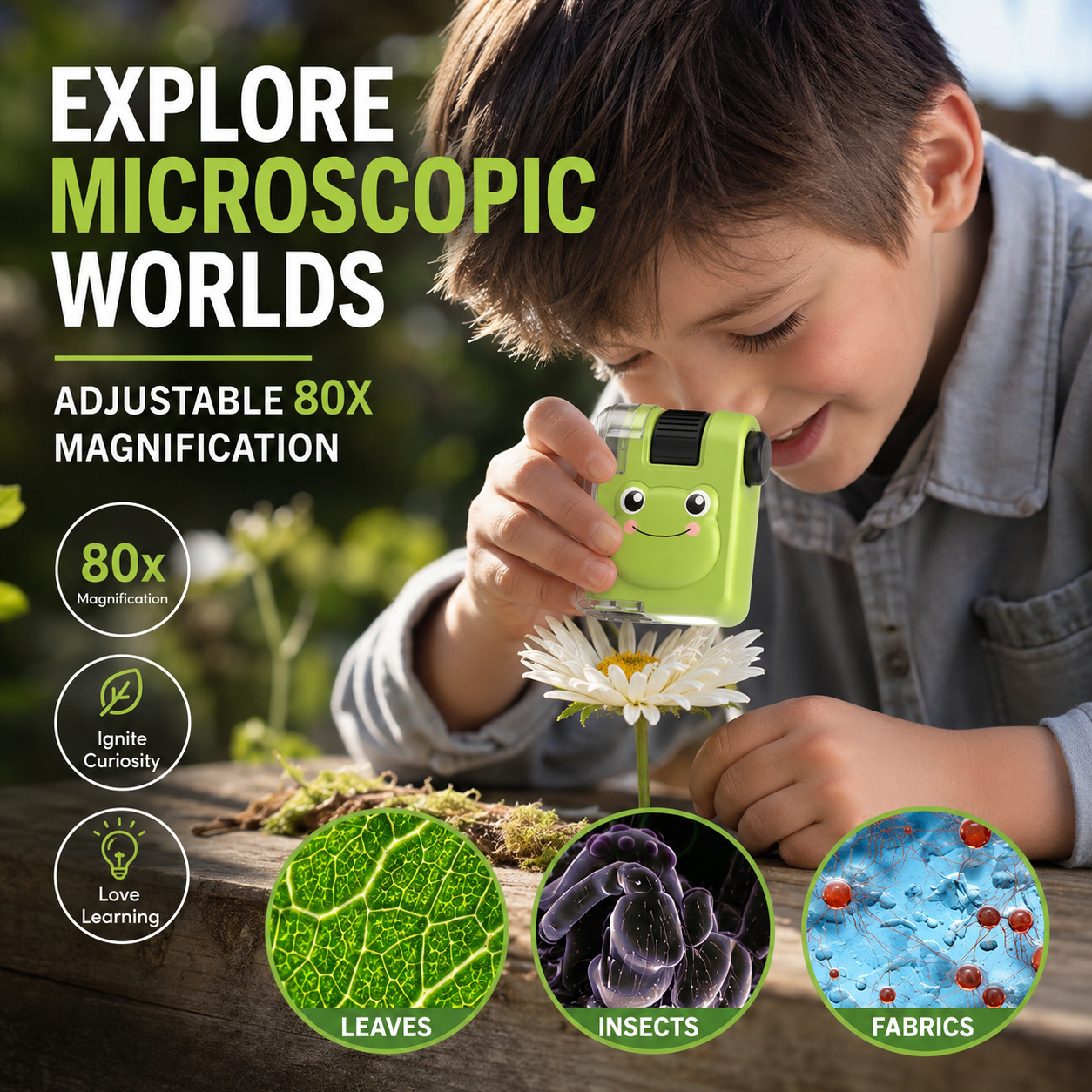 🥳2026 HOT SALE🥳💞50K+ SOLD!📱🔬 50% OFF! Selling Fast – Portable Kids Microscope – Pocket‑sized, UV light for fun checks, clips to phone. Adventure in your pocket! 🎒⚡