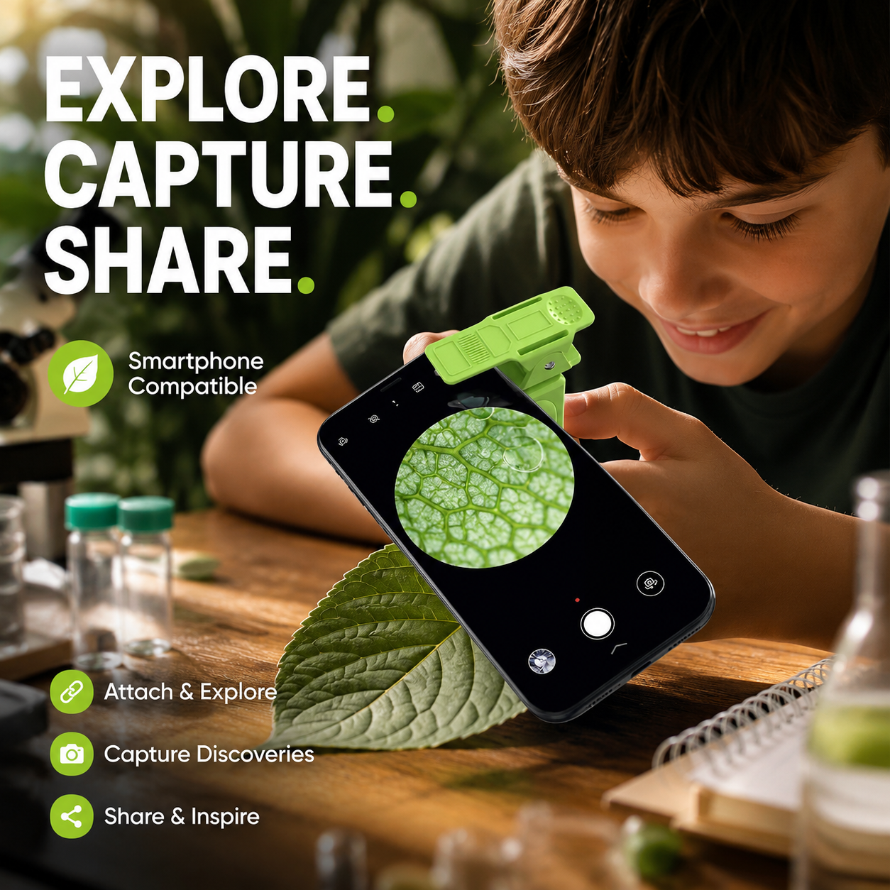 🥳2026 HOT SALE🥳💞50K+ SOLD!📱🔬 50% OFF! Selling Fast – Portable Kids Microscope – Pocket‑sized, UV light for fun checks, clips to phone. Adventure in your pocket! 🎒⚡