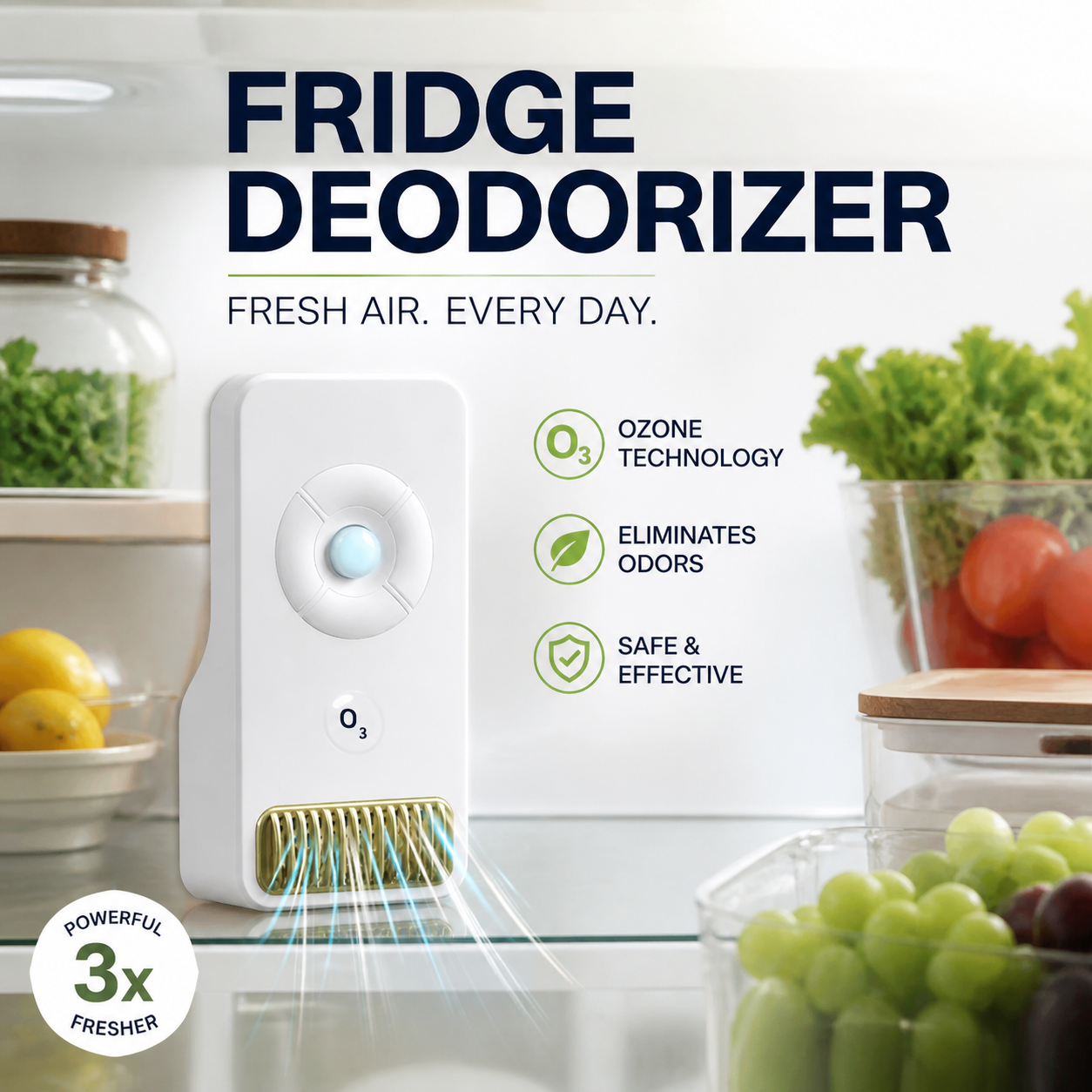 🥳2026 HOT SALE🥳💞50K+ SOLD! 🔋🧊 50% OFF! Electronic Refrigerator Odor Eliminator – Ozone & negative ion tech eliminates odours, kills 99.9% bacteria & extends food freshness. USB rechargeable – no filters needed! 🛡️✨