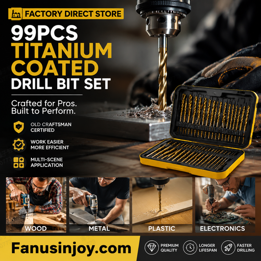 🥳2026 HOT SALE🥳💞50K+ SOLD!🛠️🧰 50% OFF! 99‑Piece Titanium Drill Bit Set – 1.5‑10mm full range, HSS titanium‑coated. Drills wood, plastic, PVC & thin metal. A must‑have for every DIYer! ⚡✨