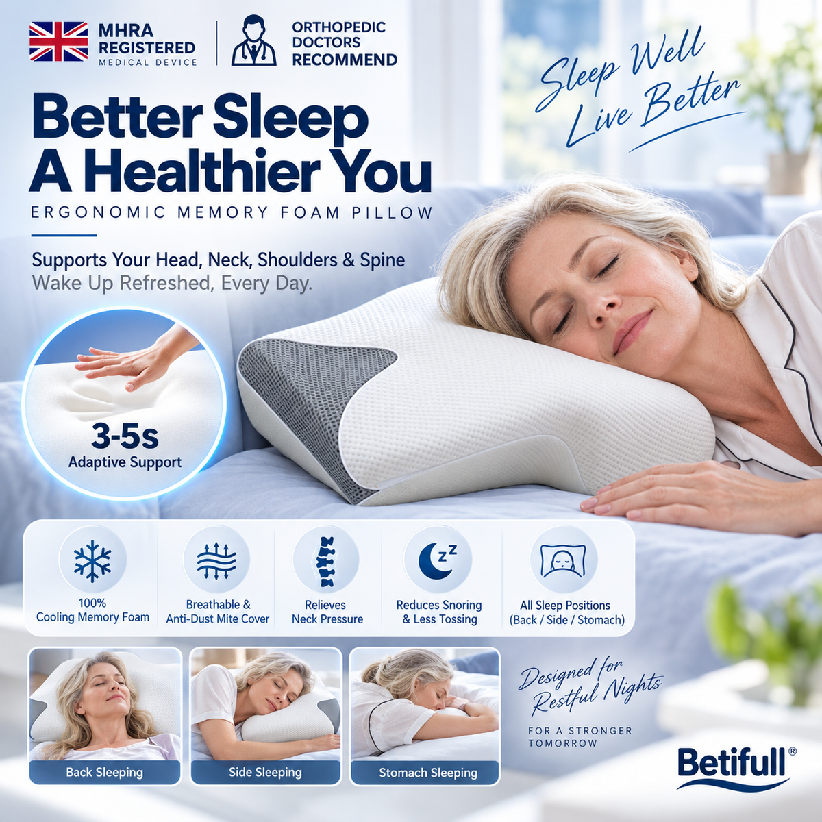 🥳2026 HOT SALE🥳💞50K+ SOLD!🦋😴 50% OFF! Butterfly Memory Foam Pillow – Slow rebound, ergonomic support. Aligns neck & spine for deep, restful sleep. Wake up refreshed. 🛏️✨