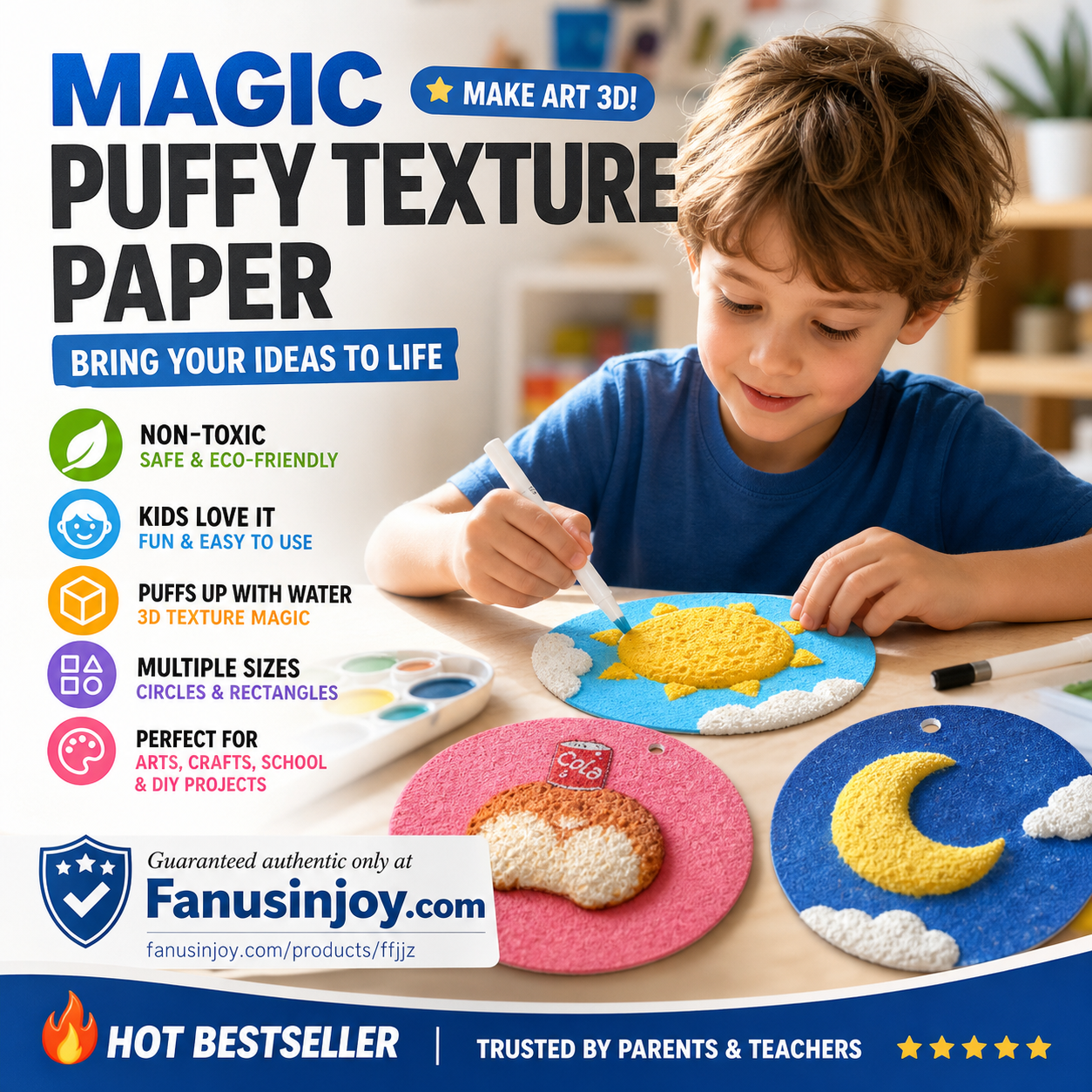 🥳2026 HOT SALE🥳💞50K+ SOLD!🎨✨ BUY 3 GET 2 FREE! Foam Texture Painting Paper – Draw, paint & add water – your artwork puffs up in seconds! Magic 3D effect, non‑toxic & mess‑free. Perfect for creative kids! 🖌️🌟