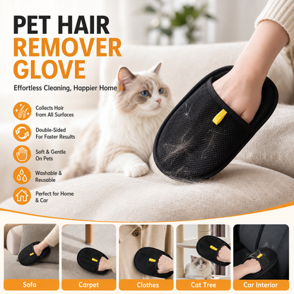 🥳2026 HOT SALE🥳💞50K+ SOLD! 🐾🧤 Pet Hair Remover Gloves – double-sided silicone bristles grab fur from sofas, clothes & carpets in seconds. Massages your pet while collecting loose hair – no more sticky rollers! 🧹✨