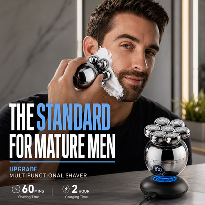 🥳2026 HOT SALE🥳💞50K+ SOLD! 🧔⚡ 50% OFF! Upgrade Multifunctional Shaver – 7D floating close shave, 5 attachments, wireless charging & LED display. Wet & dry, easy clean! 🛡️💪