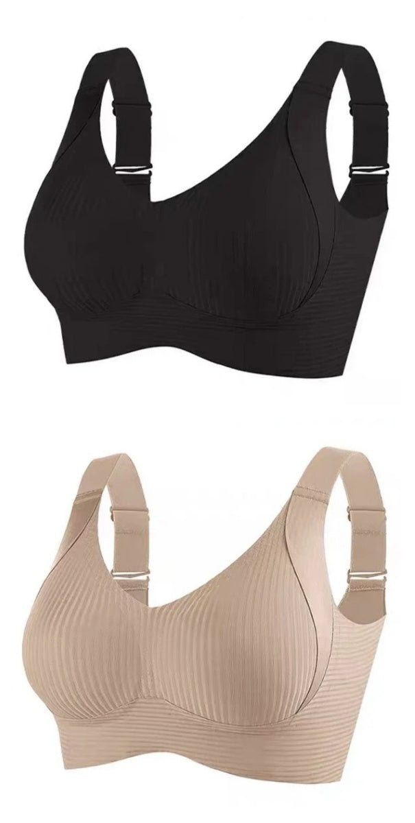 🥳2026 HOT SALE🥳💞50K+ SOLD!💖🌸 50% OFF! Subtle Striped Seamless Bra – Pushes back fat, natural lift. Breathable & moisture‑wicking. Feels like a hug! 👙💪