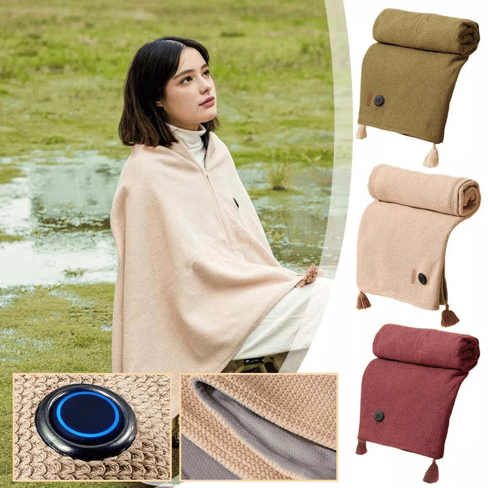 🥳2026 HOT SALE🥳💞50K+ SOLD! 🔥❄️ Christmas Sale 50% OFF! Portable Soft Zipper Electric Heated Blanket Shawl – fast heating, 3 heat levels, USB powered & washable. Stay warm anywhere! ☀️💪
