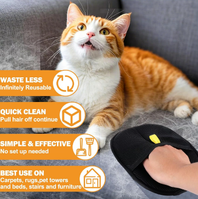 🥳2026 HOT SALE🥳💞50K+ SOLD! 🐾🧤 Pet Hair Remover Gloves – double-sided silicone bristles grab fur from sofas, clothes & carpets in seconds. Massages your pet while collecting loose hair – no more sticky rollers! 🧹✨