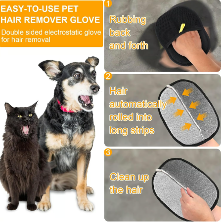 🥳2026 HOT SALE🥳💞50K+ SOLD! 🐾🧤 Pet Hair Remover Gloves – double-sided silicone bristles grab fur from sofas, clothes & carpets in seconds. Massages your pet while collecting loose hair – no more sticky rollers! 🧹✨