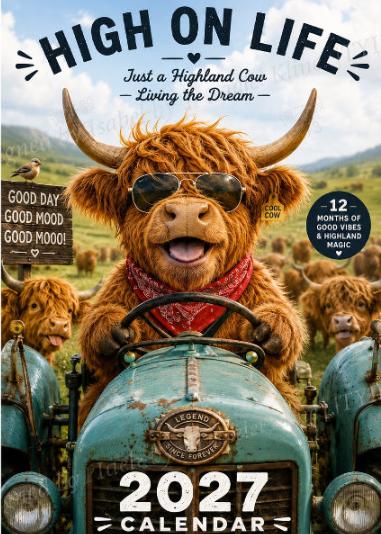 🥳2026 HOT SALE🥳💞50K+ SOLD!🐮📅 50% OFF! 2027 Funny Highland Cow Wall Calendar – 12 exclusive seasonal designs, A4 spiral binding. A smile on your wall every month! 😂✨