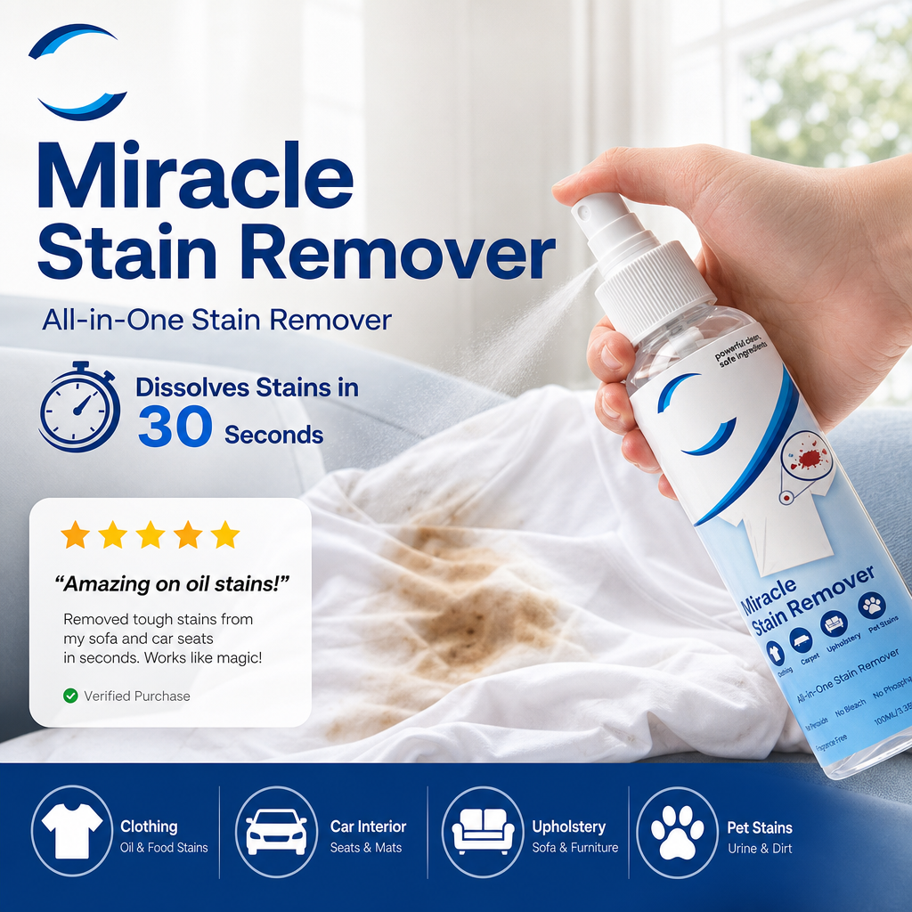 🥳2026 HOT SALE🥳💞50K+ SOLD!💥✨ 50% OFF! Miracle Stain Remover Spray – Lifts grease, wine & coffee in seconds. No scrubbing, just spray & watch it disappear! 🧼💪