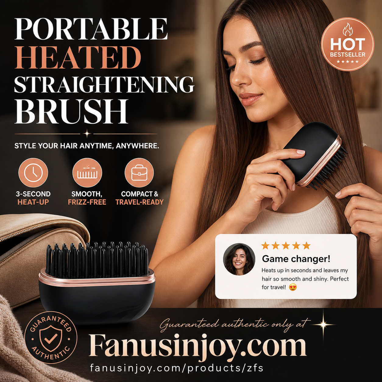 🥳2026 HOT SALE🥳💞50K+ SOLD!🔥⏰ 50% OFF! Mini Cordless Hair Straightener Comb – Heats in 3 seconds, smooths & shines any time. Plant protein coating – gentle on hair, no damage! ✨💇‍♀️