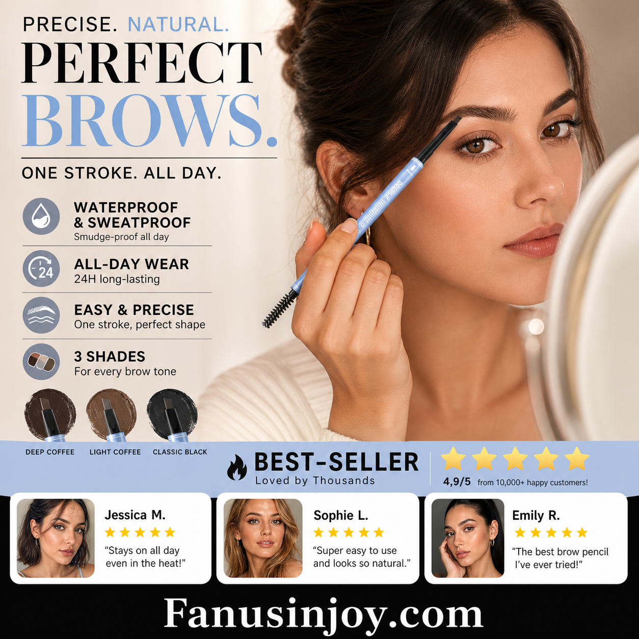 🥳2026 HOT SALE🥳💞50K+ SOLD!💧🛡️ 50% OFF! Waterproof Angled Eyebrow Pencil – Sweat‑proof & smudge‑proof, stays put from morning to night. 3 natural shades – effortless brow definition! 🌟💪