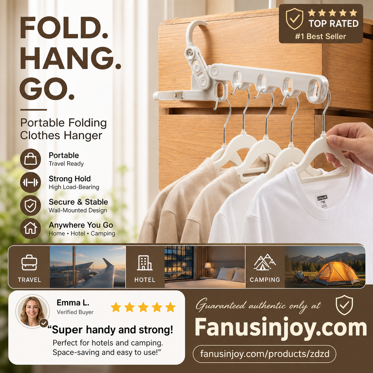 🥳2026 HOT SALE🥳💞50K+ SOLD!✈️💼 50% OFF! Foldable Travel Hanger Set – Lightweight & compact, unfolds in seconds. Ideal for hotels, caravans & laundry rooms. No more sharing hotel hangers! 🧳💨