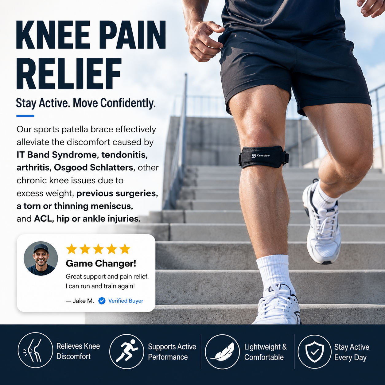 🦵 52% OFF NOW! 🏃 Sports Patella Brace – Adjustable strap & breathable neoprene – Relieves knee pain, stabilizes patella – perfect for running, gym or daily wear 💪