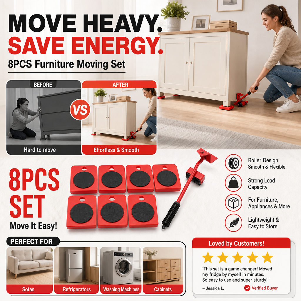 🥳2026 HOT SALE🥳💞50K+ SOLD! 🛋️🔄 50% OFF! Furniture Moving System – lift & slide up to 800 lbs, 360° rotation, floor-friendly pads. Move heavy furniture easily by yourself! 🛡️💪