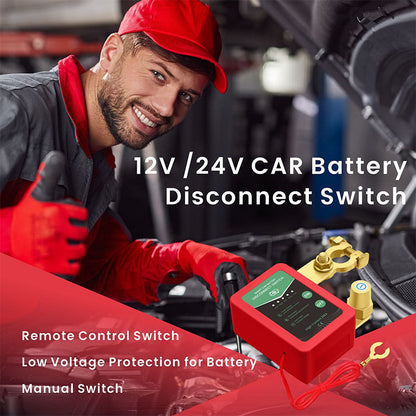 🥳2026 HOT SALE🥳💞50K+ SOLD!⚡🔋 50% OFF! Remote Car Battery Disconnect Switch – 12V/24V, key fob control, anti‑theft & auto low‑voltage cut‑off. Never drain your battery again! 🚗✨