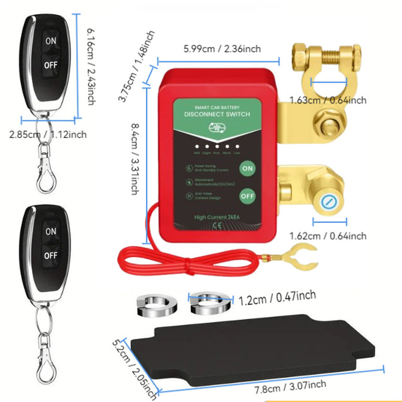 🥳2026 HOT SALE🥳💞50K+ SOLD!⚡🔋 50% OFF! Remote Car Battery Disconnect Switch – 12V/24V, key fob control, anti‑theft & auto low‑voltage cut‑off. Never drain your battery again! 🚗✨