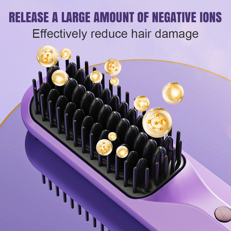 🥳2026 HOT SALE🥳💞50K+ SOLD!💨🌟 50% OFF! Hair Straightener Comb – Detangles & straightens, 3D anti‑burn. 30W power, lightweight. Your hair’s magic wand! 🪄💕