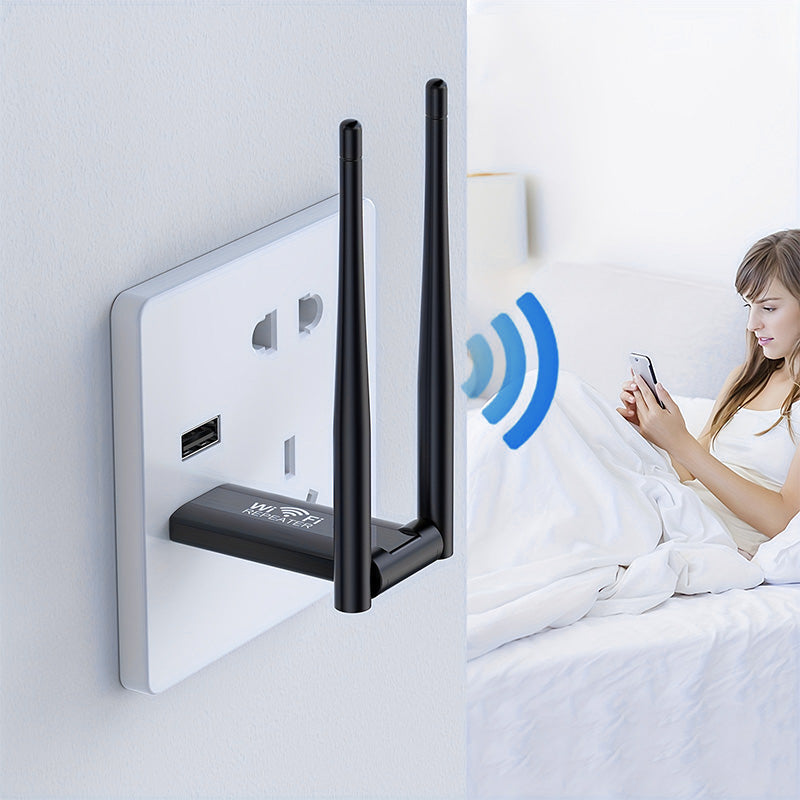 🥳2026 HOT SALE🥳💞50K+ SOLD! 📶🏠 USB WiFi Booster – extends your WiFi to every room, garden & upstairs. 300Mbps speed, dual antenna, no more dead zones – stream & browse anywhere at home! 🚀✅