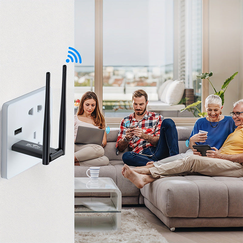 🥳2026 HOT SALE🥳💞50K+ SOLD! 📶🏠 USB WiFi Booster – extends your WiFi to every room, garden & upstairs. 300Mbps speed, dual antenna, no more dead zones – stream & browse anywhere at home! 🚀✅