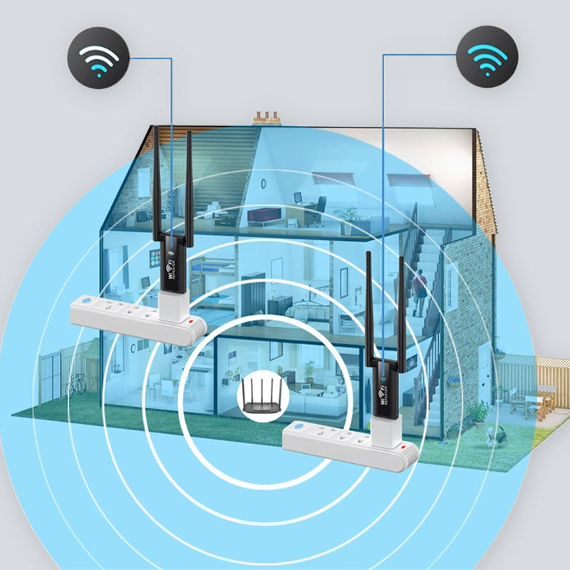 🥳2026 HOT SALE🥳💞50K+ SOLD! 📶🏠 USB WiFi Booster – extends your WiFi to every room, garden & upstairs. 300Mbps speed, dual antenna, no more dead zones – stream & browse anywhere at home! 🚀✅
