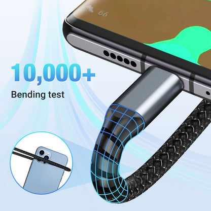 🎅Christmas Pre-sale ✨ Transparent Luminous 3-in-1 Fast Charging Cable - USB-C/Micro-USB with LED Power Indicator & Nylon Braiding 📱💫