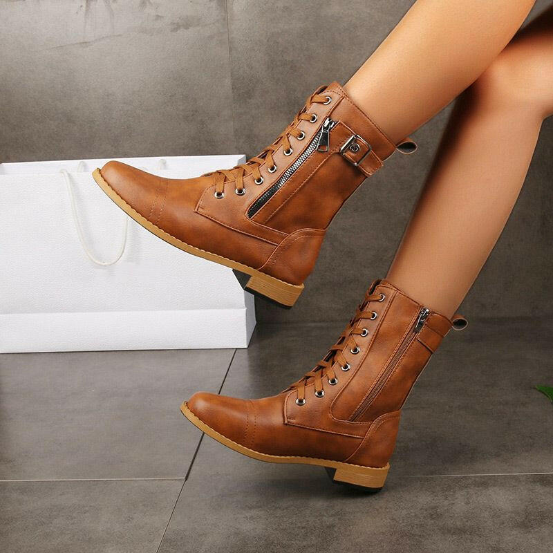 🍂Women's Round Toe Side Zipper Boots