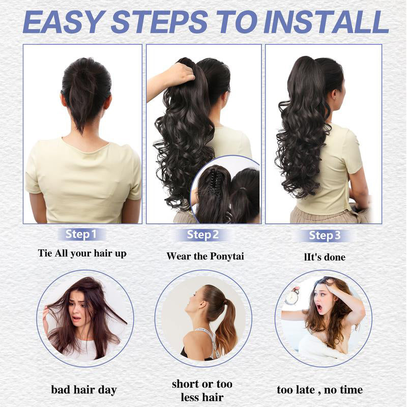 🥳2026 HOT SALE🥳💞50K+ SOLD!💜✨ 50% OFF! Clip-on Wavy Ponytail Extension – Natural big waves, tangle‑free & heat‑resistant. Instant volume in seconds! 🦚🎀