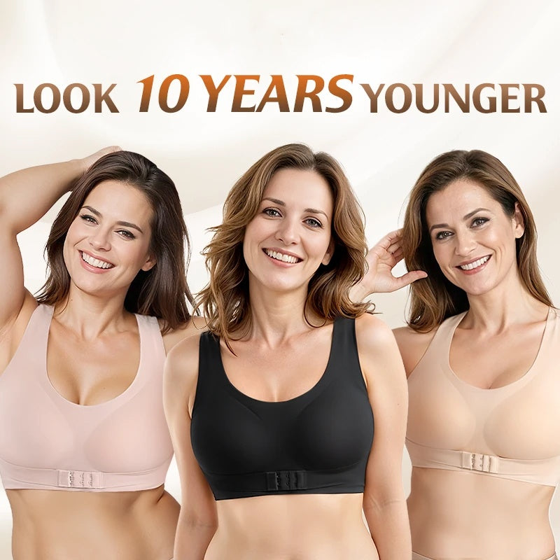 🥳2026 HOT SALE🥳💞50K+ SOLD!💕🦋50%OFF! Wireless Posture Bra – Front closure, easy on/off. Crisscross back gently straightens posture. Double U-lift for natural fullness. Wide wings smooth side bulges. All-day cloud-soft comfort. 👙✨