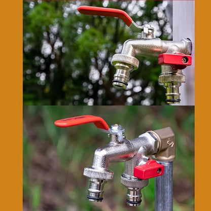 Universal Stainless Steel Double Outlet Garden Water Faucet