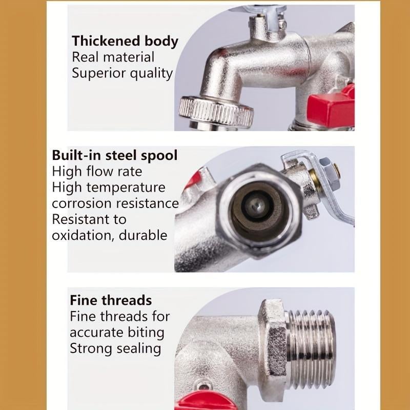 Universal Stainless Steel Double Outlet Garden Water Faucet