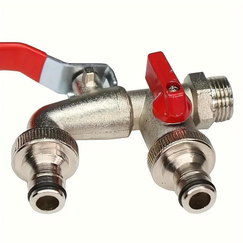 Universal Stainless Steel Double Outlet Garden Water Faucet