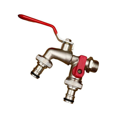 Universal Stainless Steel Double Outlet Garden Water Faucet