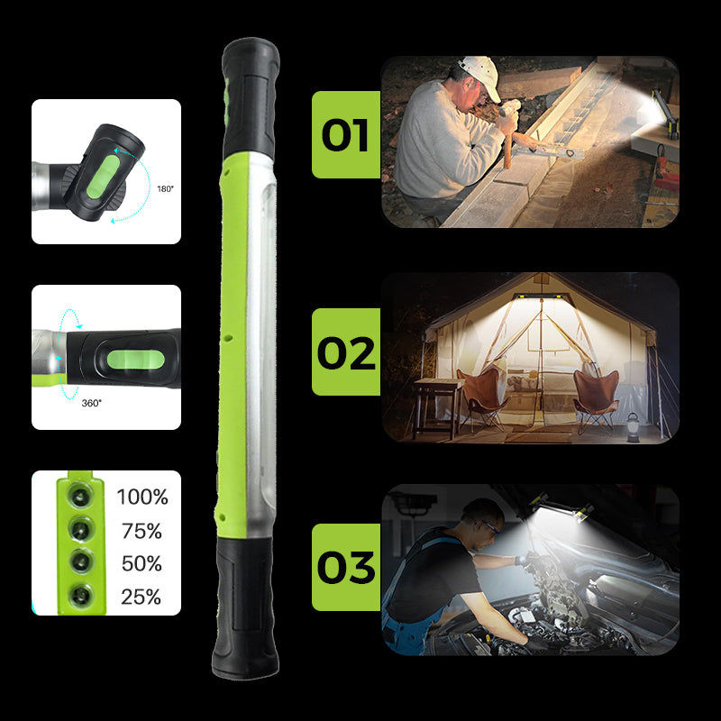 🥳2026 HOT SALE🥳💞50K+ SOLD! 🛠️⚡ 50% OFF! Rechargeable LED Work Light – 3000LM COB blasts away darkness, 3 modes. Dual 2600mAh battery, 3+ hours runtime, IPX4 waterproof. Light up your garage! 🔋✅